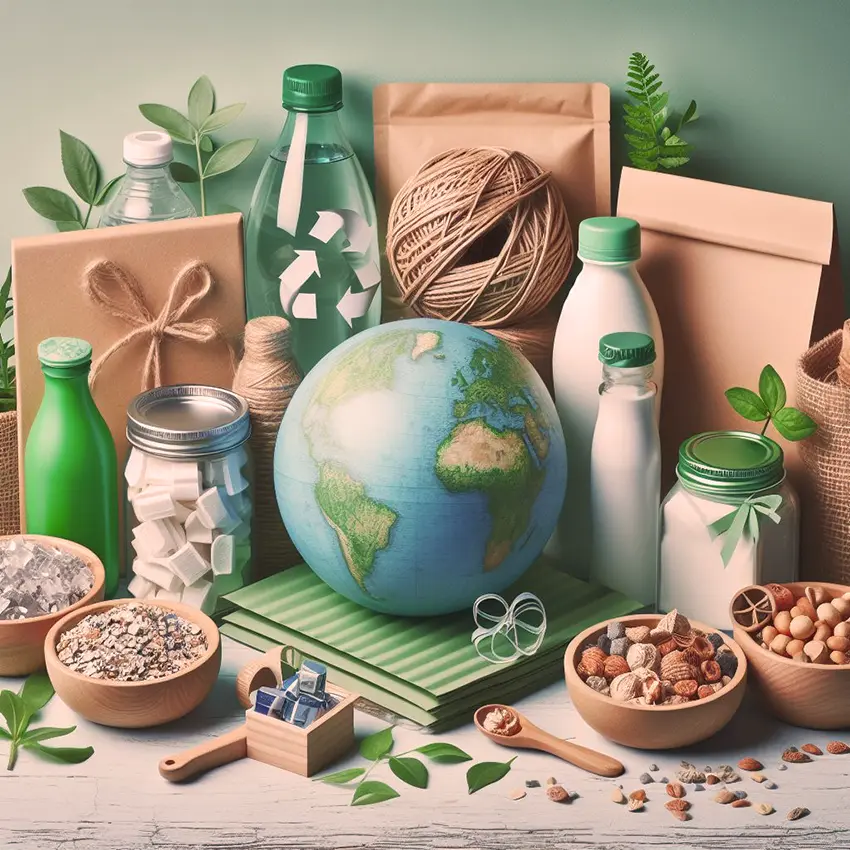 Um grupo sustentável de produtos e embalagens para e-fulfillment que incorpora os recursos da terra.